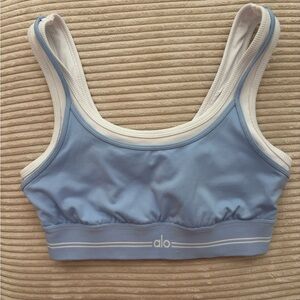 Alo Blue and White Bra